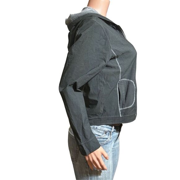 women's stretch nylon zip up thin casual hoodie short sweater  M - Picture 4 of 5